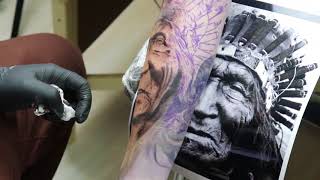 Tattoo timelapse American native , indio americano, tattoo realismo colorido