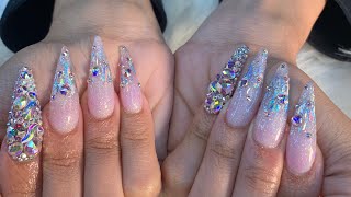 How To Acrylic Nails|Almond Nails| Bling Nail Design| Nicki Neal