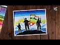 How to draw Indian army with flag | Republic day drawing | Independence day drawing