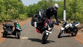 insecure Bike Stunts on Pulsar NS 200 - Apache 180 & Scooty Pep+ insecure Bike Stunts on Pulsar NS 200 - Apache 180 & Scooty Pep+