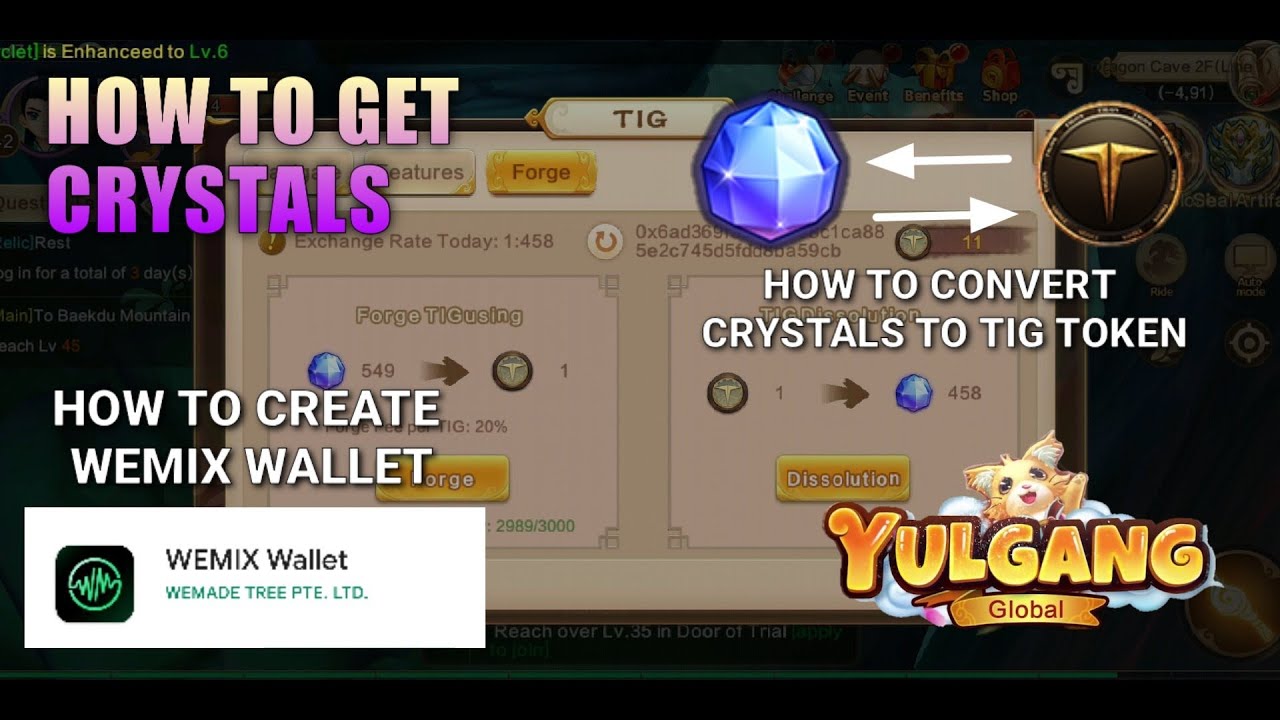 How to Convert Crystals to Tig Token |Farm crystals | Create Wemix Wallet - Yulgang Global