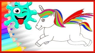 HOW TO DRAW Unicorn Coloring Pages for Kids / Art Colors for Children 🔴 Fun Rainbow