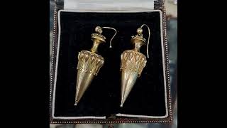 Original Victorian D Earrings In Etruscan Wirework