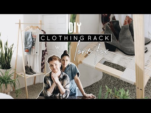 DIY Wooden Clothing Rack + Woven Shelf with LONE FOX! - YouTube