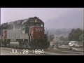 SSW Cotton Belt #9660 leads a Double Stack Train down Cajon Pass, July 1994