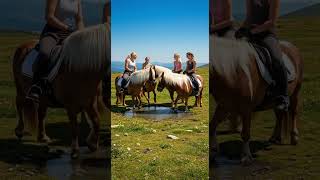 Mountain Ride With Friends On Shetland Ponies