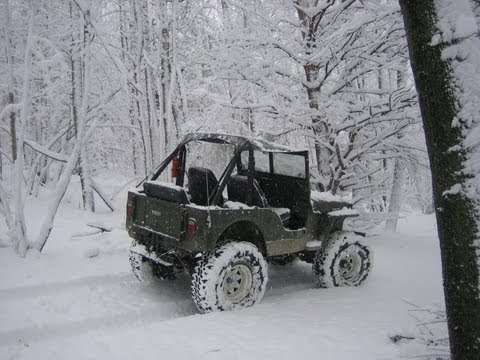 willys jeep cj2a in snow