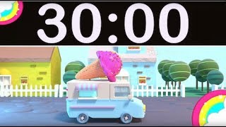 30 Minute Timer Countdown With Music For Kids Ice Cream Truck & Rainbow