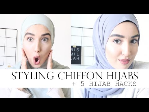 CHIFFON HIJAB TUTORIAL + 5 HIJAB HACKS - YouTube