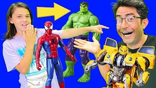 Spiderman, Bumblebee ve Hulk kayboluyorlar! Süper Kahramanlar ile oyun. Erkek ço