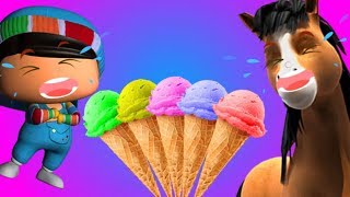 Ağlayan Pepee ve Doru Parmak Ailesi Animasyon ile Dondurma Yiyerek Renkleri Öğre