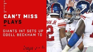 Giants Crazy Deflection INT Sets Up Odell Beckham TD!