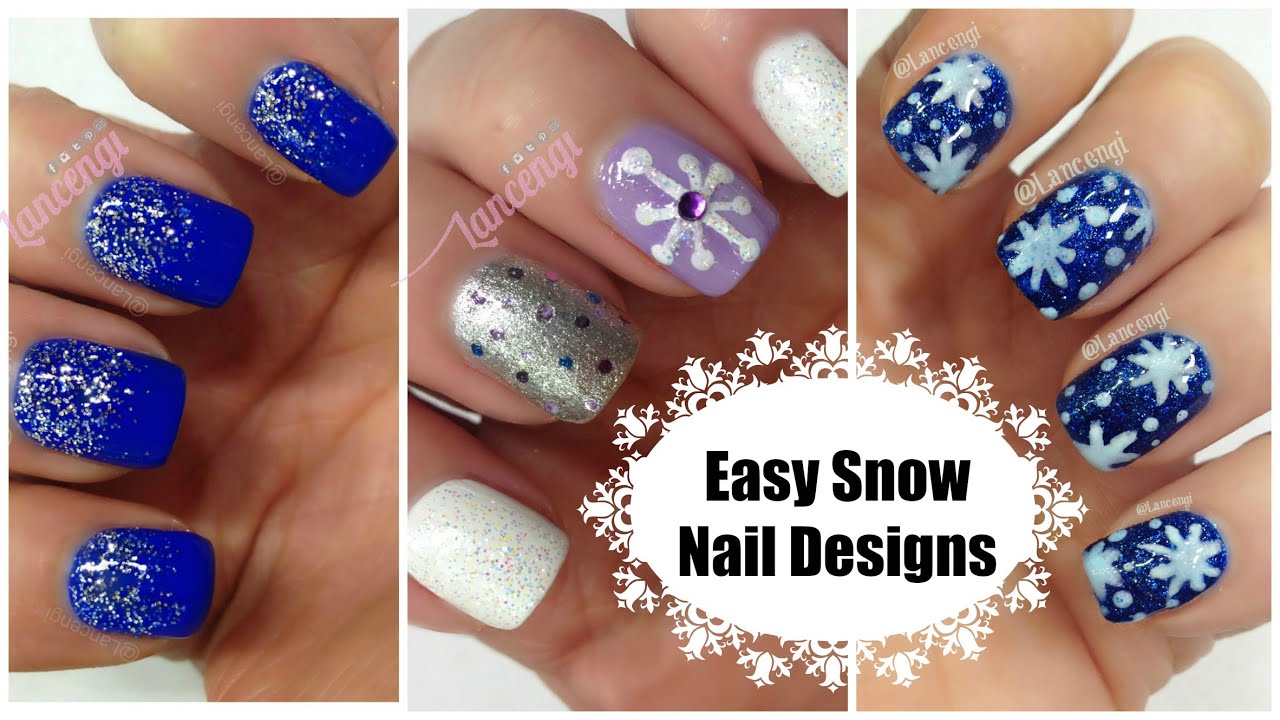 Easy Nail Art for Beginners- 3 Easy Snowflake Nail Design Tutorials - YouTube