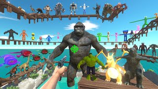 Parkour ZigZag Hunting Mountain Gorilla, Jumping in Lake with Bloop - Animal Revolt Battle Simulator