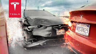 Tesla Driver Cause Massive Tesla Crash