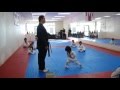 Karate Little Boy Trying To Break Board