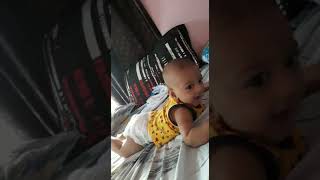 4 months cute baby playing