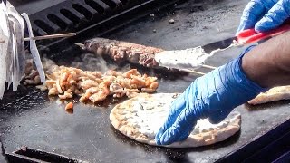 The Pita Gyros from Greece with Pork, Chicken and Lamb. Italy Street Food at Turin Food Fair