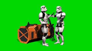 Star Wars Storm Trooper Talking In Front Of A Gun Crate - Green Screen - Free Use
