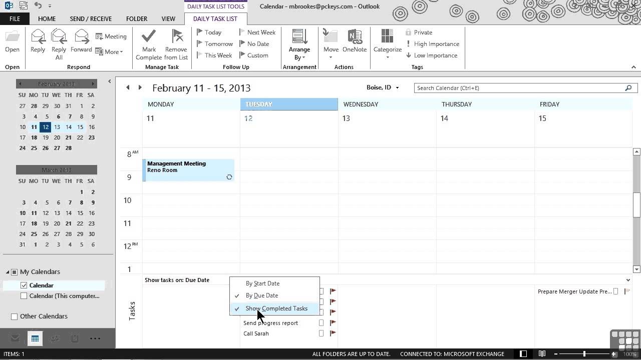 Microsoft Outlook 2013 Tutorial Adding Tasks To The Calendar YouTube