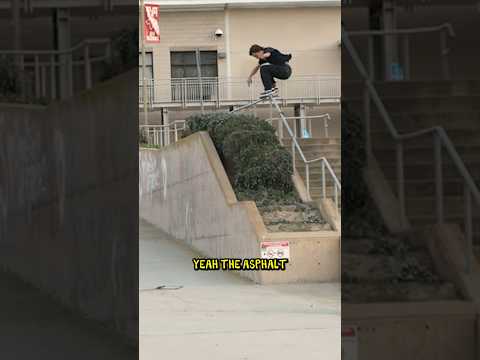 Alex Willms talks about his Ollie over the double set railing at Torrey Pines HS! #skateboarding