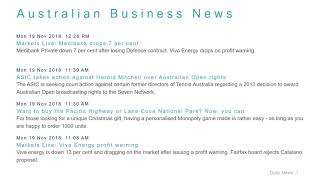Business News Headlines for 19 Nov 2018 - 1 PM Edition