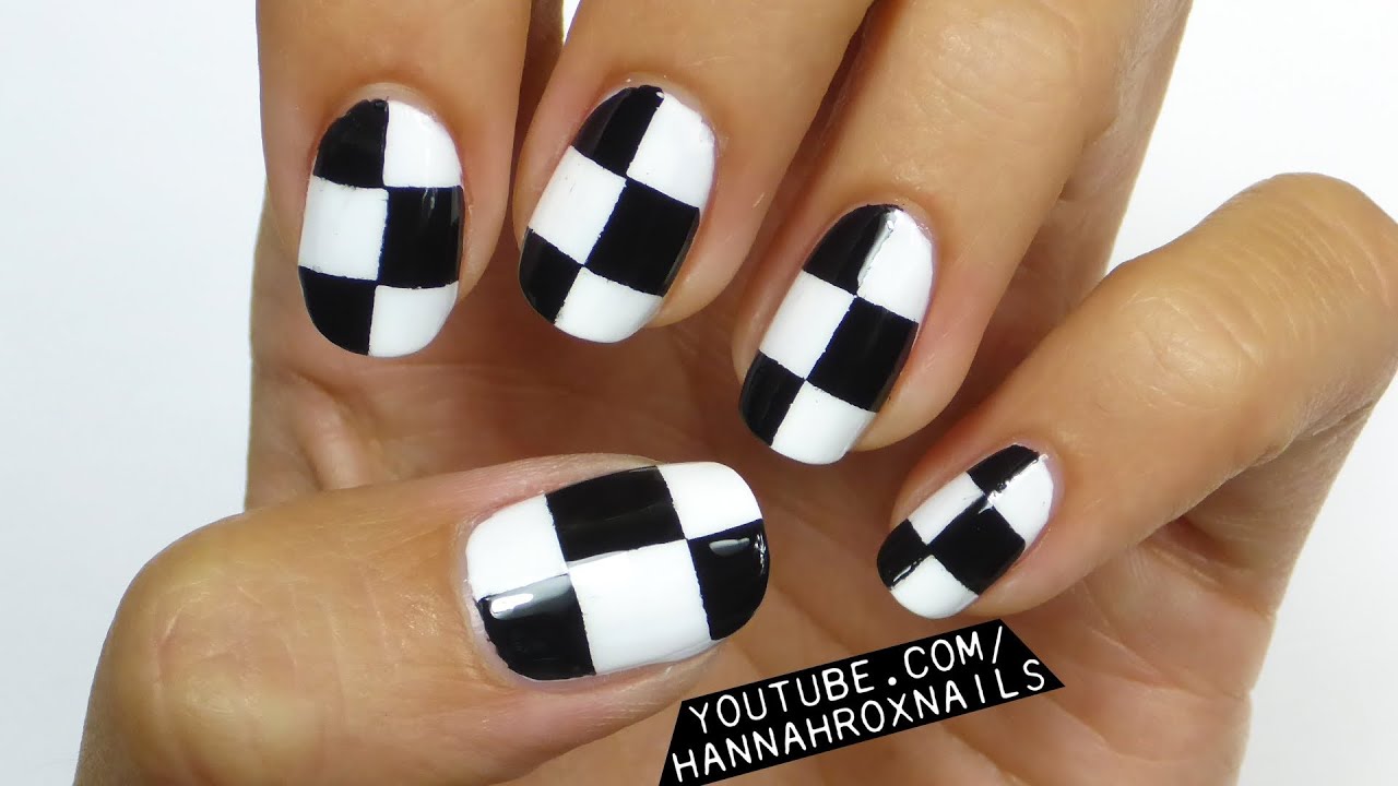 Black and White Checkerboard Nail Art Design - wide 3