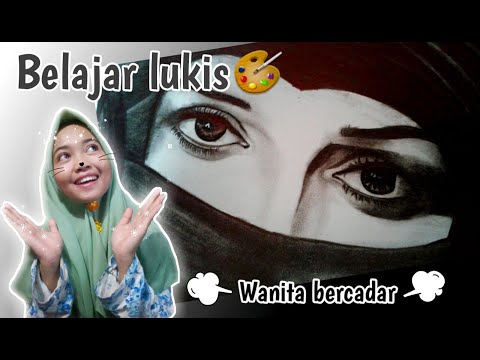 Lukisan pensil wanita bercadar || sketsa wajah