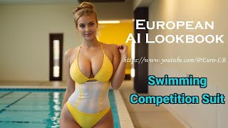 [4K] European Ai Lookbook- Swimming Competition Suit