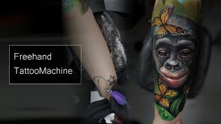Free hand tattoo machine, Realistic tattoo timelapse, tattoo macaco, monkey tattoo, colorido