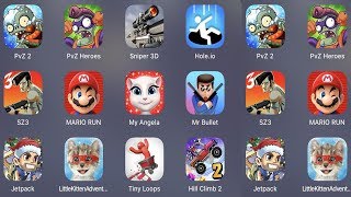 Pvz 2,Pvz Heroes,Sniper 3D,Hole.io,Sz 3,Mario Run,My Hank,Mr Bullet