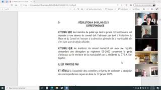 Séance du conseil du 12 janvier 2021 Vidéo