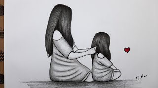 Anneler Günü Çizimi Kolay, Adım Adım Anne ve Kız Resmi Nasıl Çizilir, Çizim Hobi