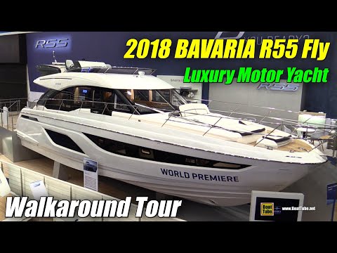 2018 Bavaria R55 Fly Motor Yacht Walkaround Debut at 2018 Boot Dusseldorf Boat Show