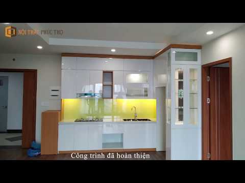 Tủ Bếp Acrylic và phòng ngủ code MDF lõi xanh chống ẩm An Cường tại anh chị Song Hiền Mỹ Đình, HN