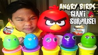 Giant Angry Bird Surprise Eggs Learn Colors Thomas & Friends Spongebob Ninja Turtles Dinosaurs