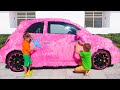Vlad and Nikita pink car for girls