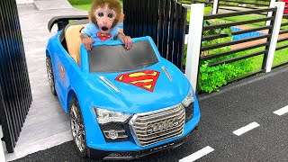 Baby Monkey Bon Bon Drives A Car And Opens A Surprise Lol Egg With Puppy