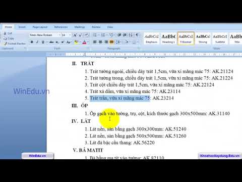 Học Bóc tách khối lượng Online - Bài 6/10 (phần 6.2): Gọi mã công tác phần hoàn thiện