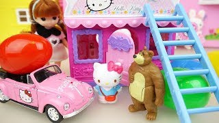 Hello Kitty and baby doll house and car toys play Hello Kitty and baby doll house and car toys play