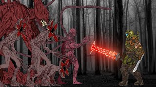 Doom Slayer Vs Demogorgon, Vecna,  Mind Flayer, Stranger Things . Animation Drawing Cartoon 2.