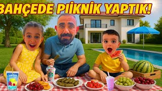 Poyraz Eli̇f Babasi Bahçede Pi̇kni̇k Yapiyor