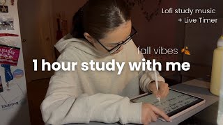 1 Hour Study With Me Fall Vibes , Lofi Study Music , Timer, 555 Pomodoro