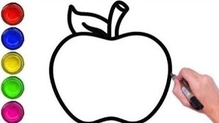 How To Draw Cute Apple Drawing, Painting And Coloring For Kids & Toddlers Child
