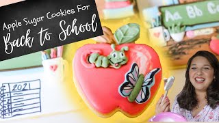 Back to School Cookies- Apple Sugar Cookies Tutorial- Royal Icing Transfers