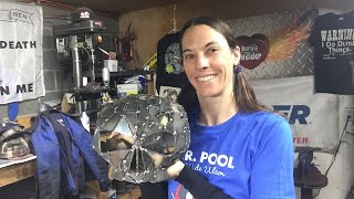 Welding a skull scrap metal welded art MIG project with Barbie The Welder