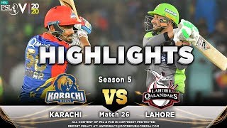 Lahore Qalandars vs Karachi Kings  | Match 26 | PSL 2020