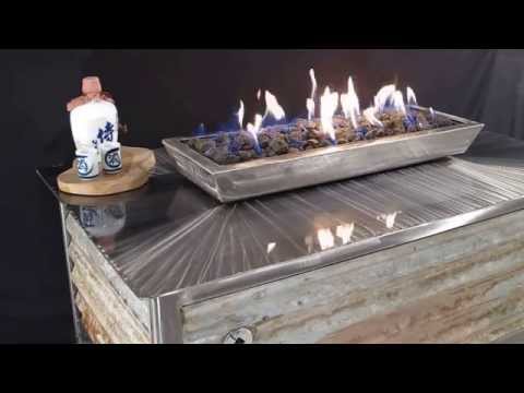 IMPACT Fire Table - Burn Propane or Natural Gas, Rectangular with Salvaged Corrugated Side Panels