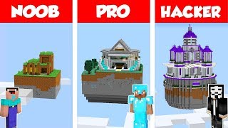 Minecraft NOOB vs PRO vs HACKER: SECRET SKY HOUSE BUILD CHALLENGE in Minecraft / Animation