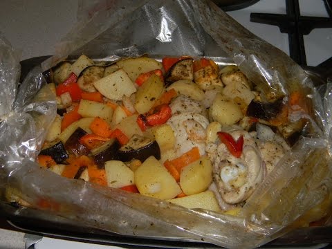 Курица в пакете с овощами в духовке рецепт